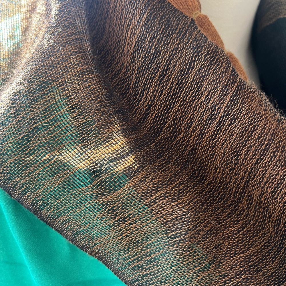 Oska Brown and Black Wool Scarf - Picture 3 of 10